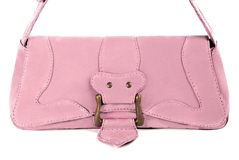 Dress small handbag in carnation pink leather - Profile view